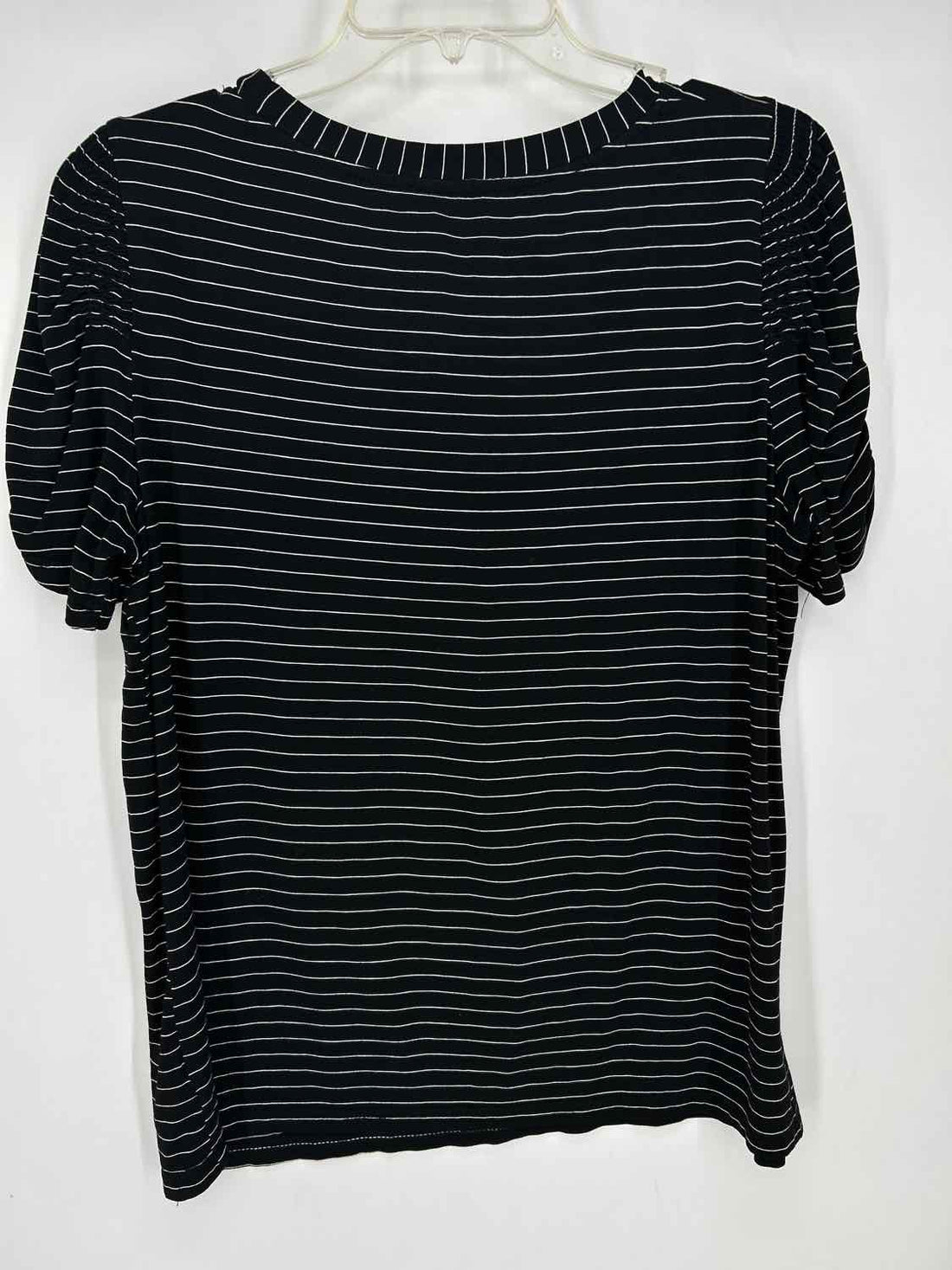 Modern Works Size L Black & White Striped Short Sleeve