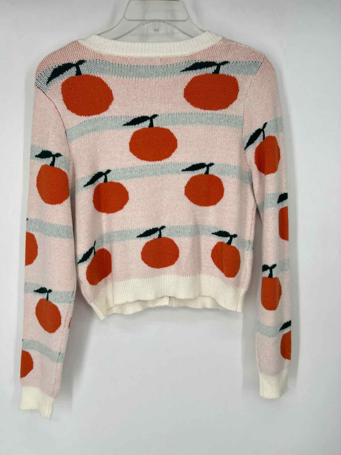 Moon & Madison Size S White & Orange Print Cardigan