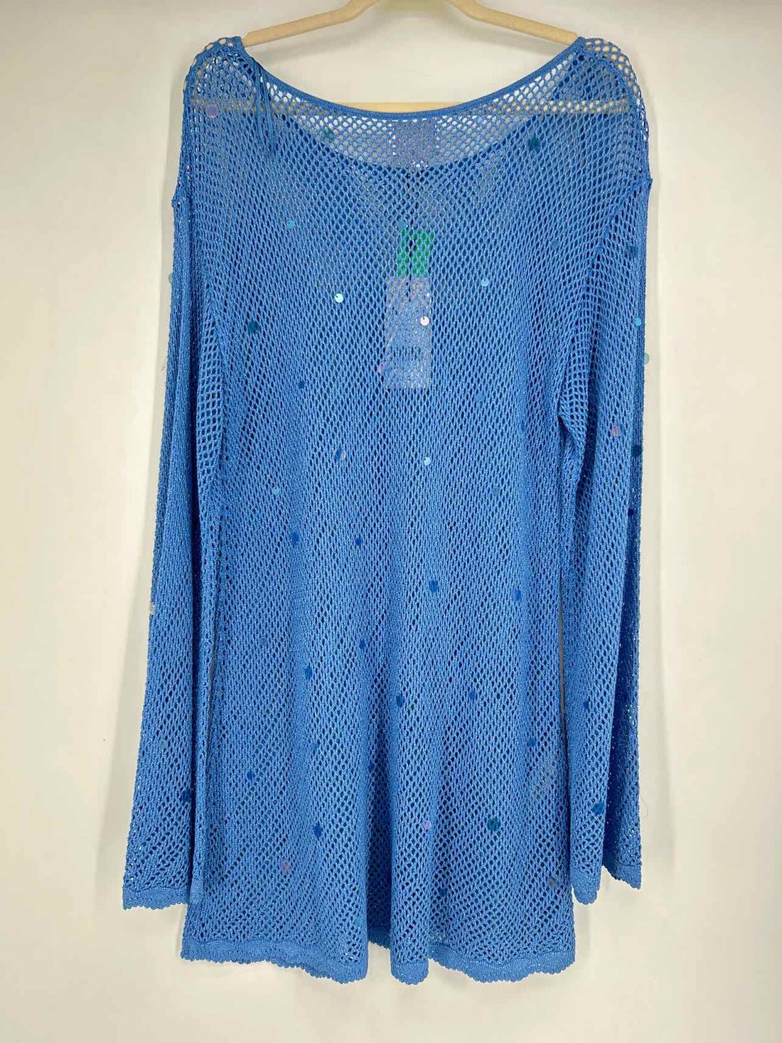 Cinq a Sept Size XL Blue Shimmer Open Knit NWT Long Sleeve
