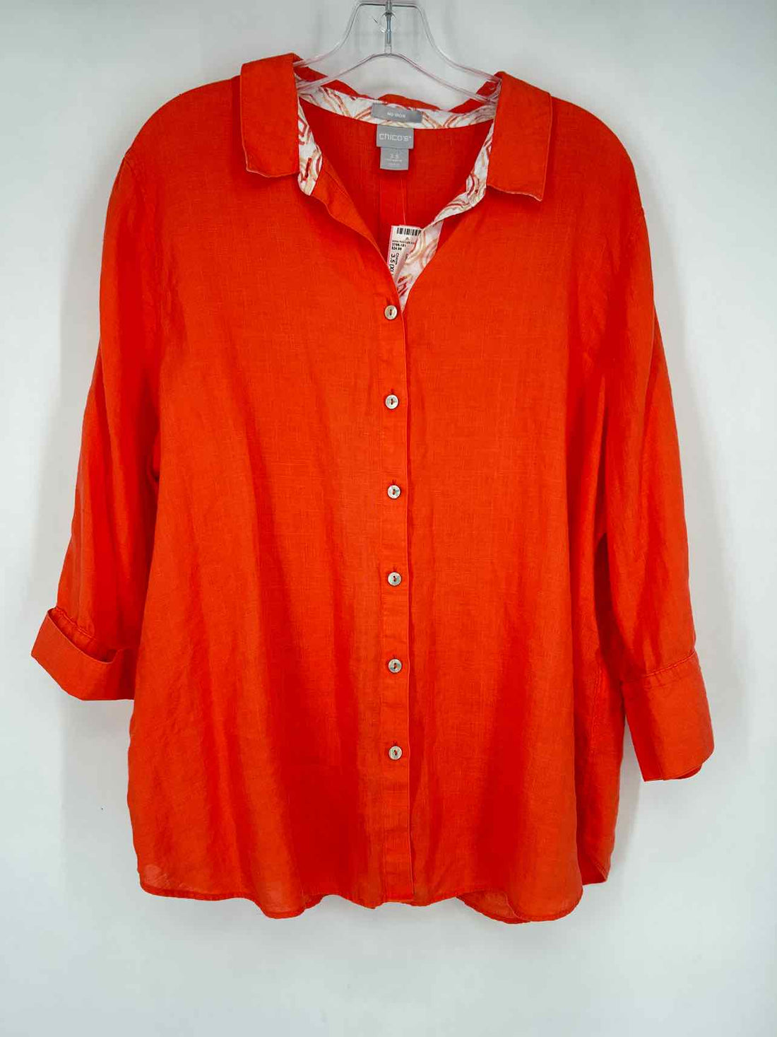Chicos Size 3.5 (XL) Coral Linen Long Sleeve