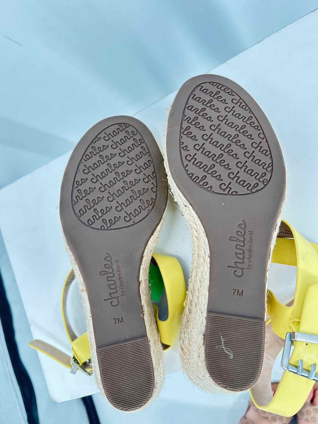 Charles By Charles David Women Size 7 Yellow Espadrilles Wedges