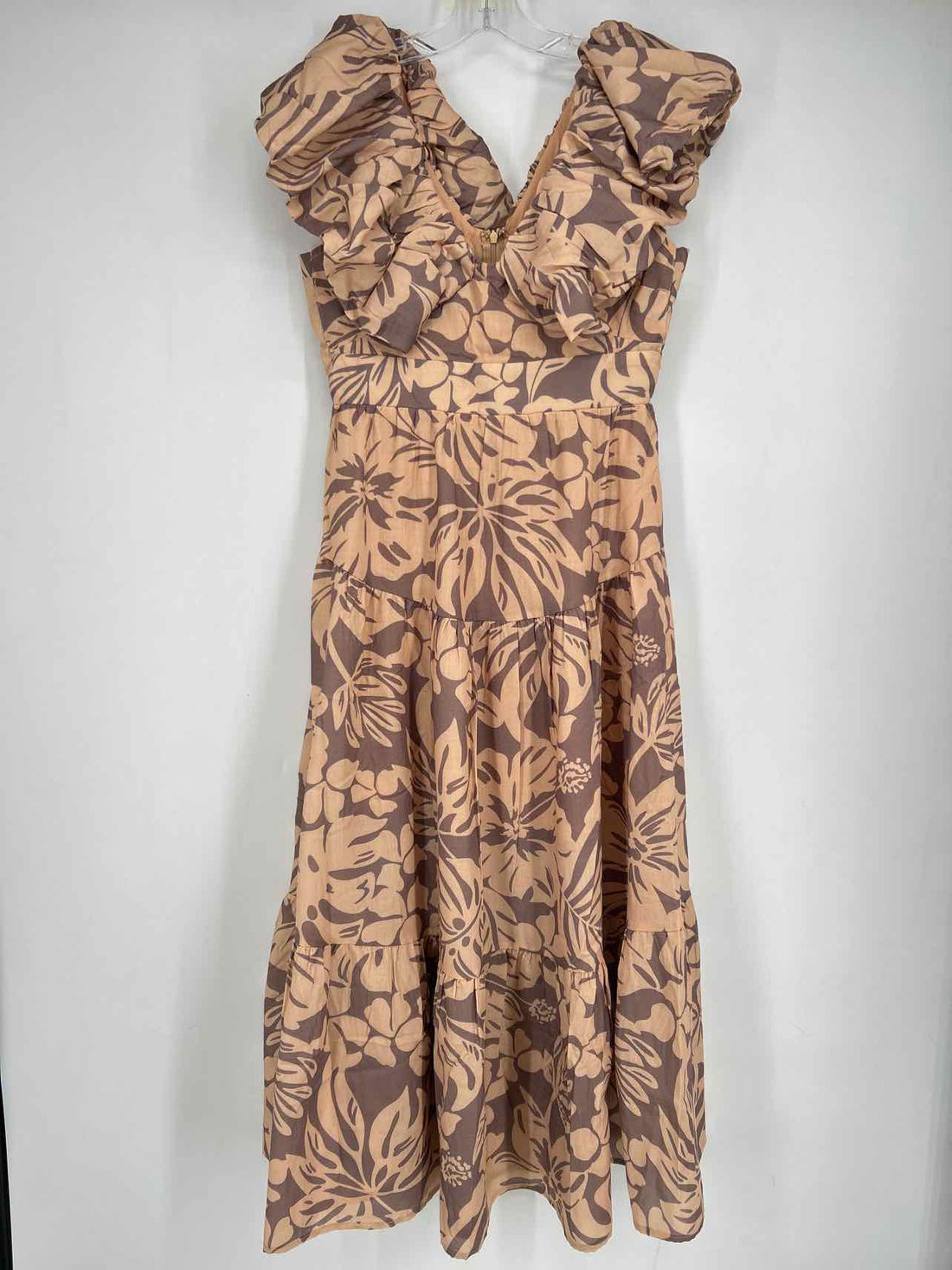 Mika & Gala Size M Tan & Brown Short Sleeve Dress