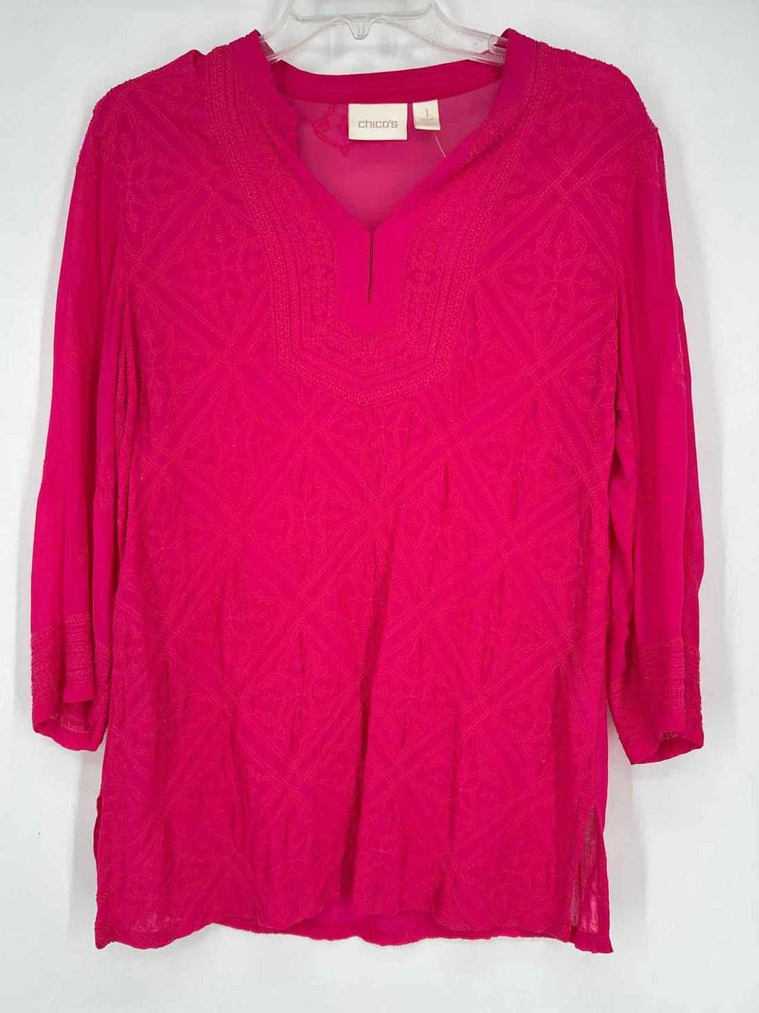 Chicos Size 1 (M) Hot Pink Long Sleeve
