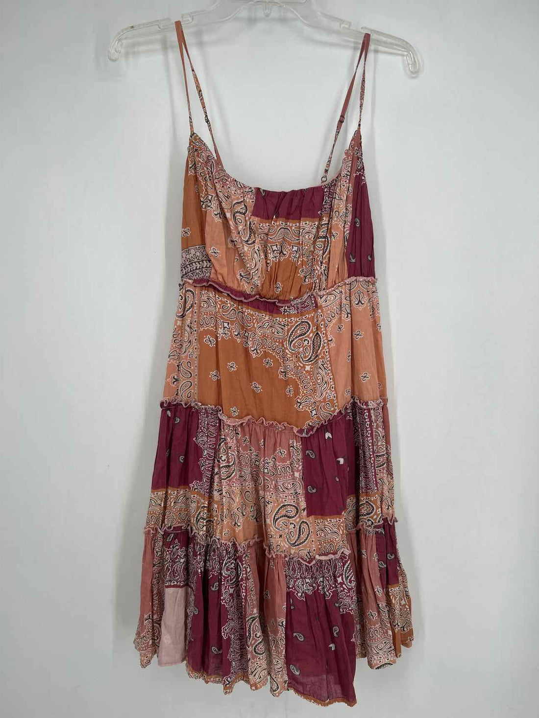 Lucky Brand Size S Maroon & Blush Print Dress