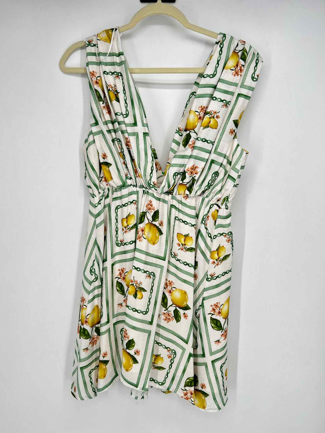 Meet Me In Santorini Size XS White & Green Print NWT Dress