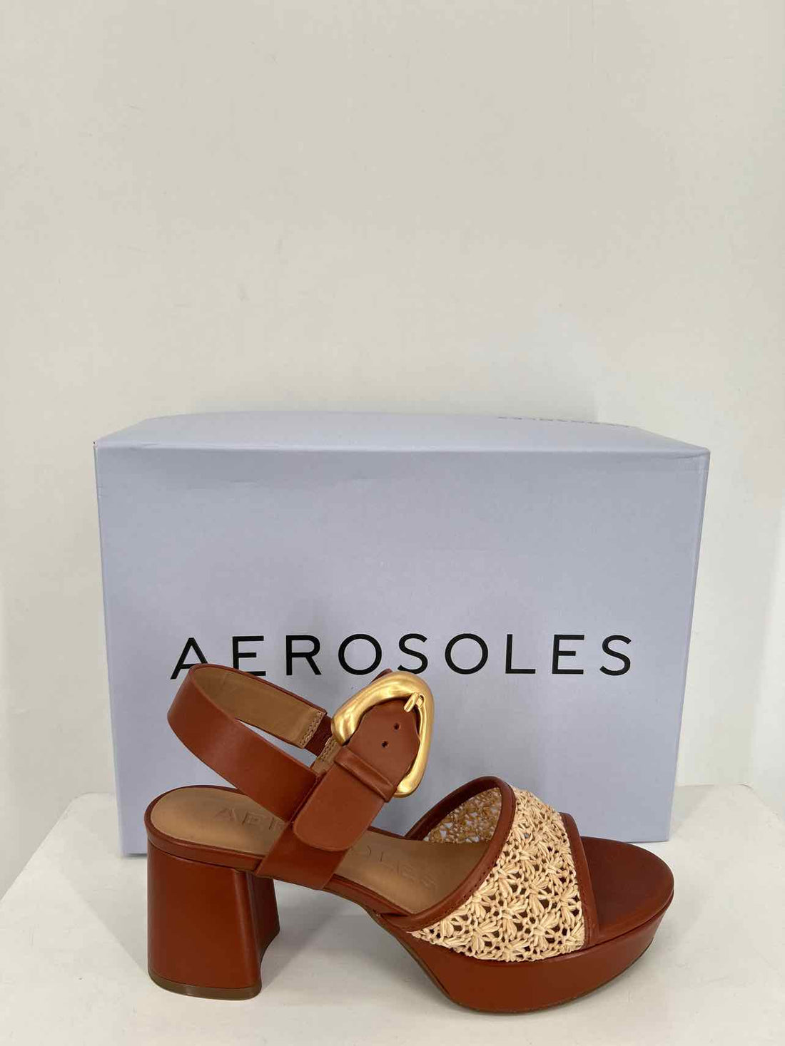Aerosoles Women Size 6.5 Cognac New In Box Raffia Sandals