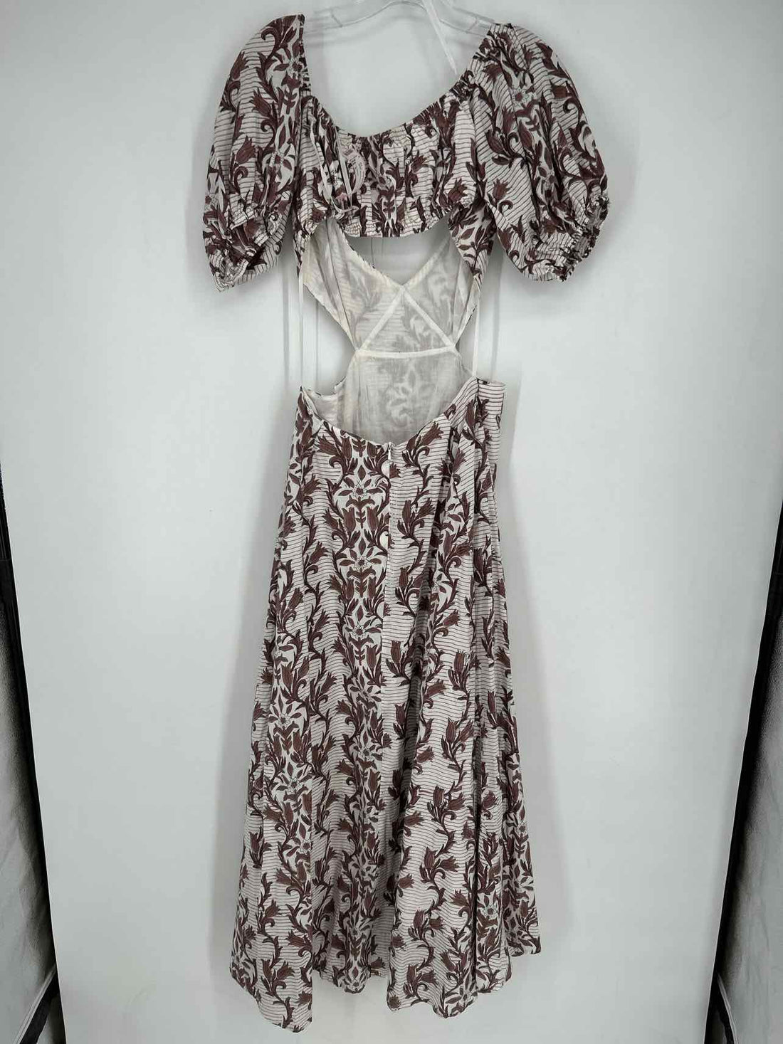Chakeris Size L White striped floral Short Sleeve Dress
