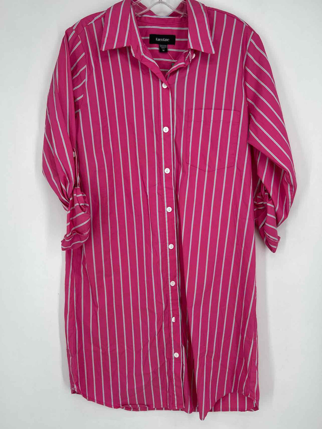 Karen Kane Size M Hot Pink Striped Long Sleeve Dress