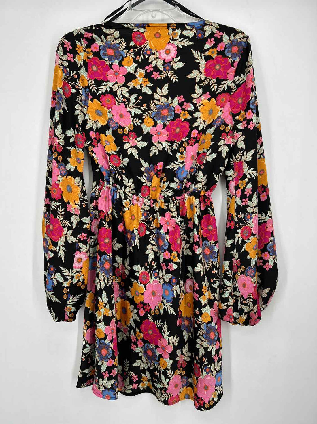 Mink Pink Size S Black Floral Long Sleeve Dress