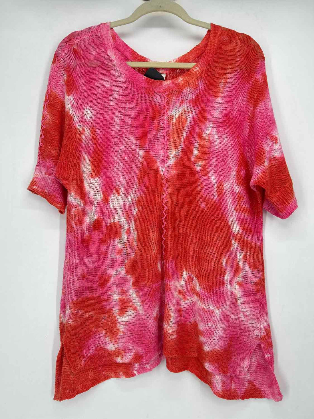 Sundance Size M Orange & Pink Knit Short Sleeve
