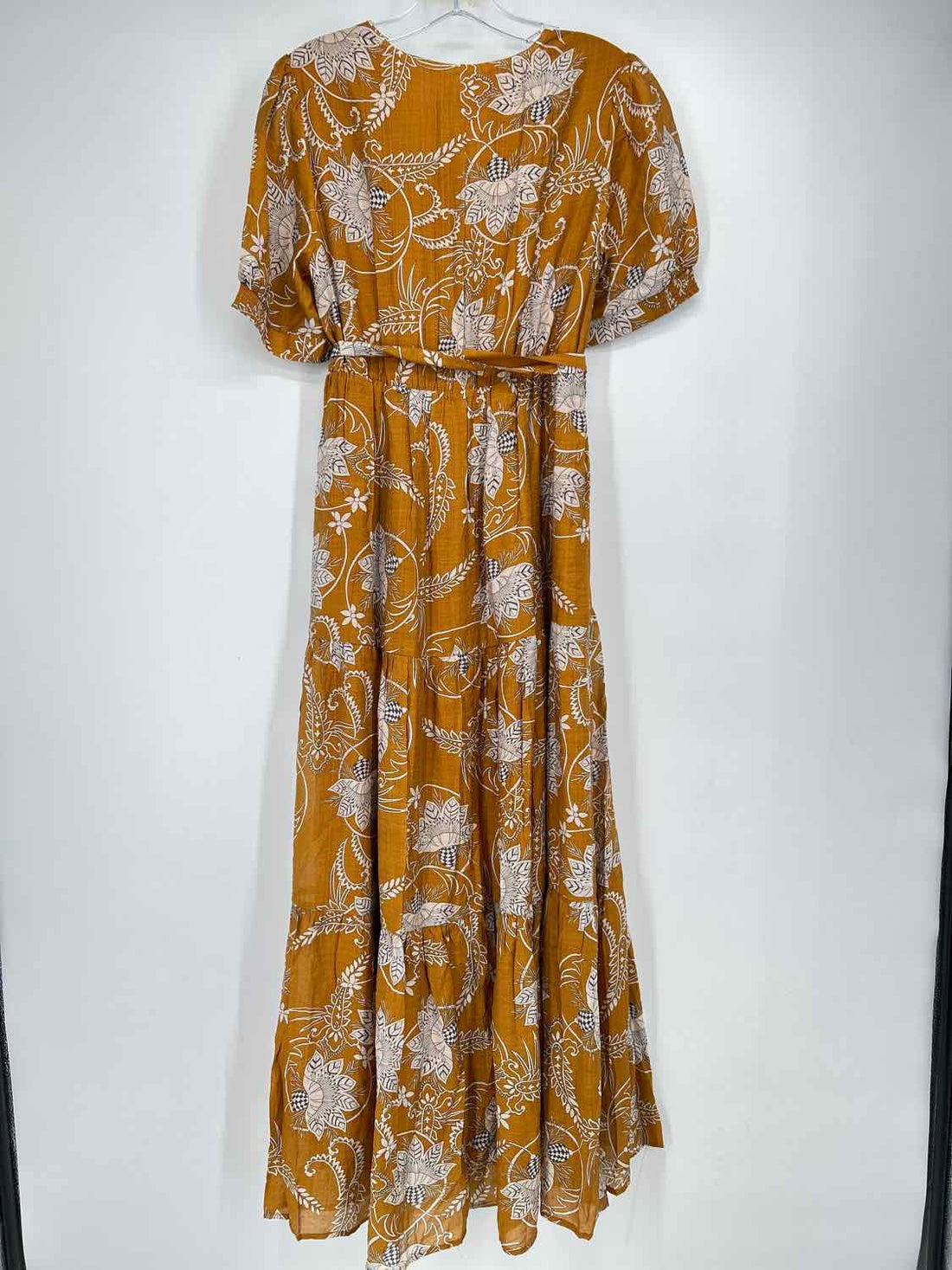 See U Soon Size M Mustard Print Short Sleeve Dress