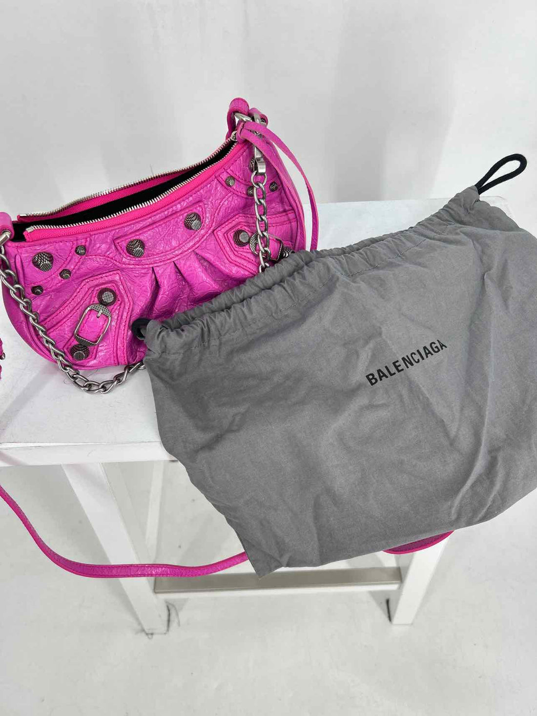 Balenciaga Magenta Lambskin Leather Pre Owned LUXURY