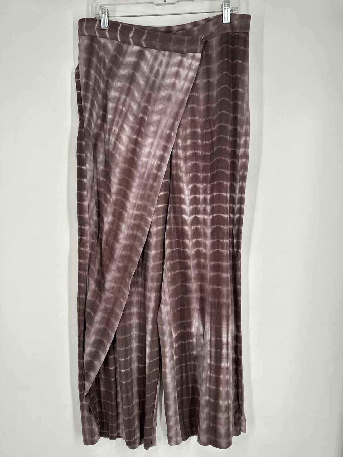 Zara Size L Gray Print Viscose/Linen Pants