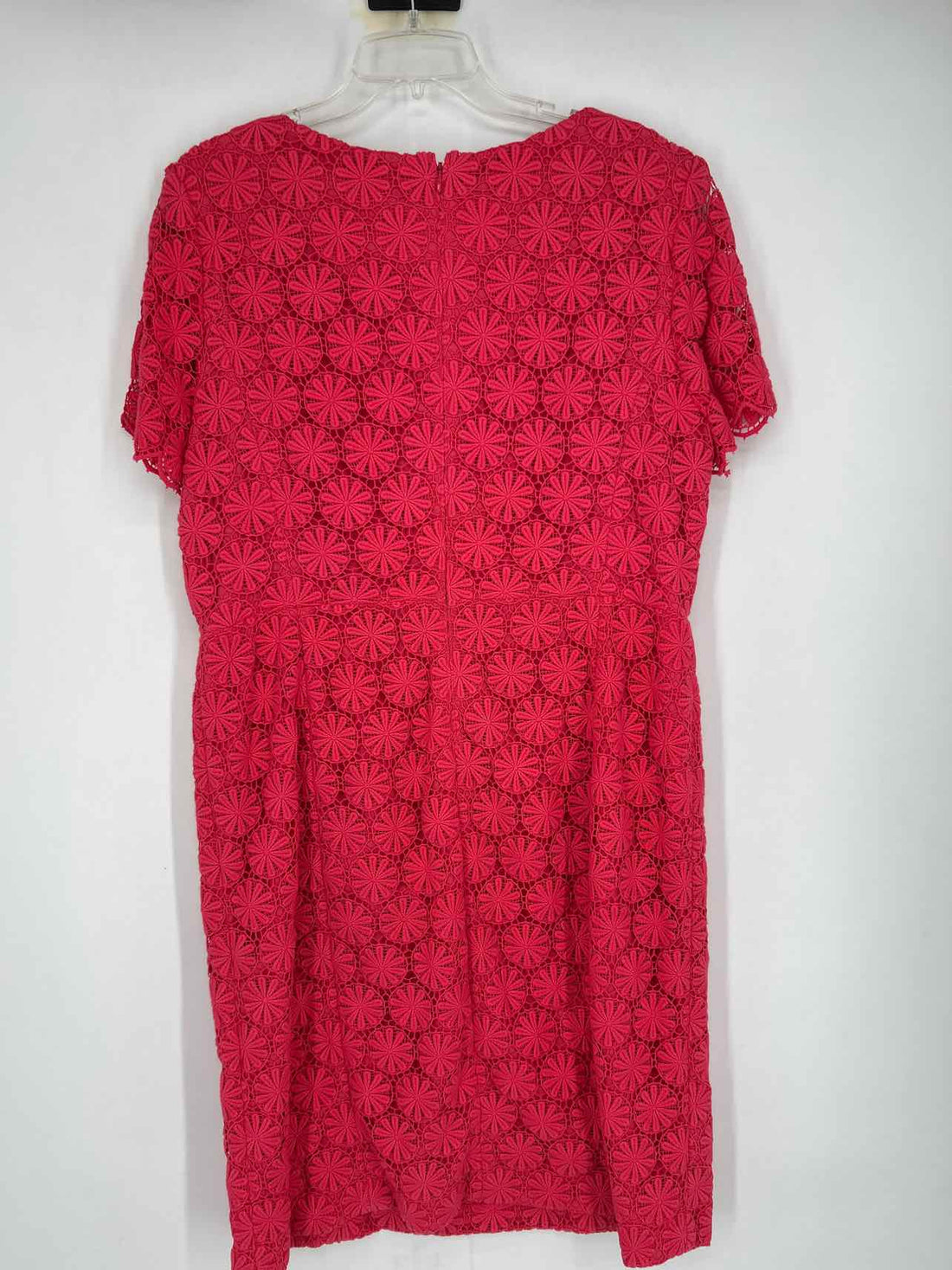 Talbots Size 16 Dark Pink Crochet Short Sleeve Dress