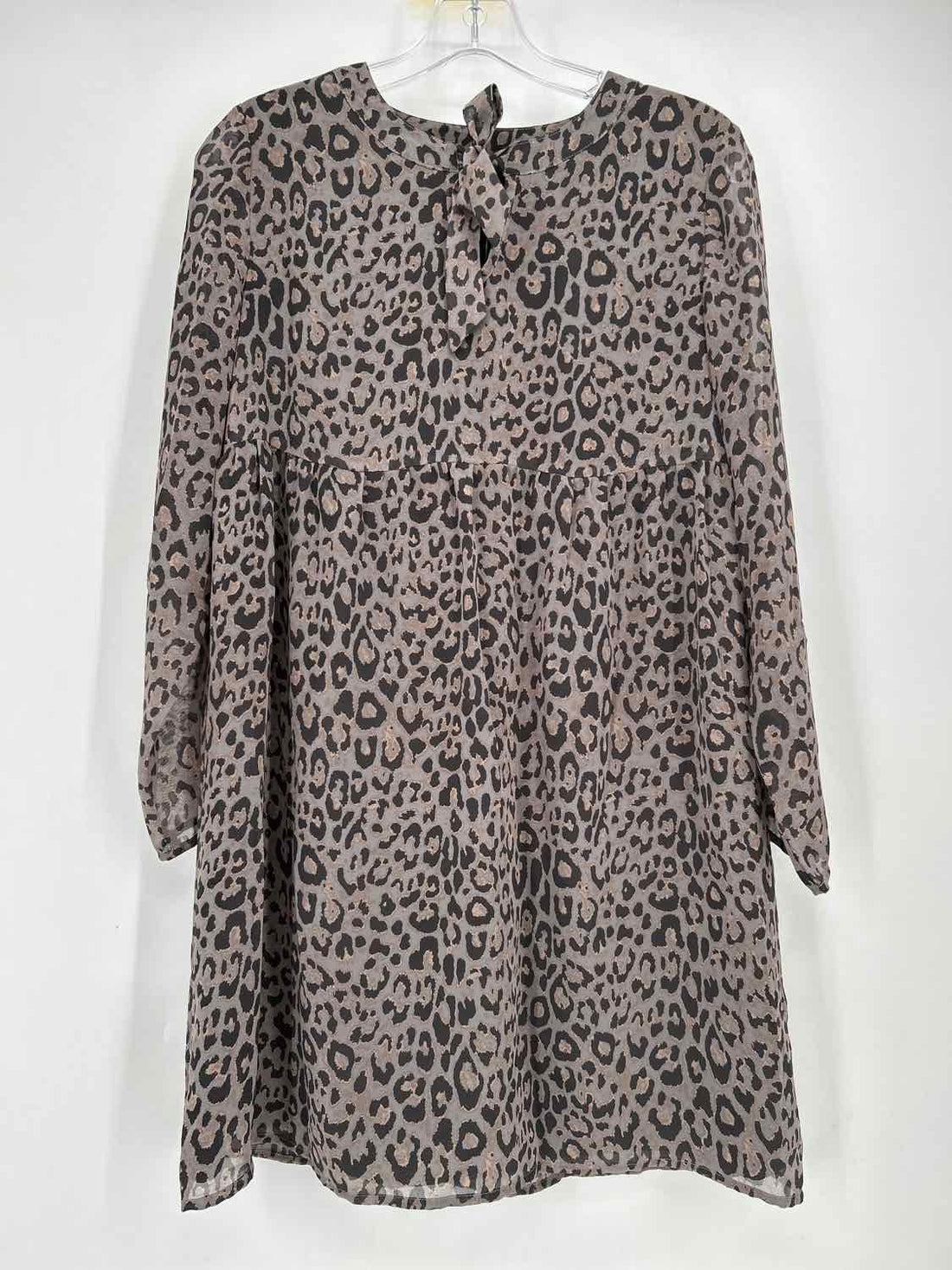 Loft Size XS Gray Leopard Long Sleeve Dress