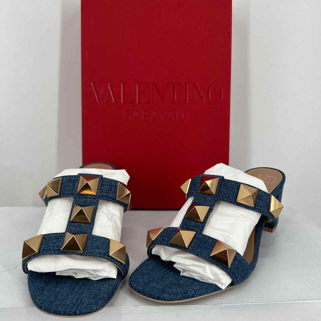 Valentino Women Size 38 Denim New In Box Denim & Leather LUXURY