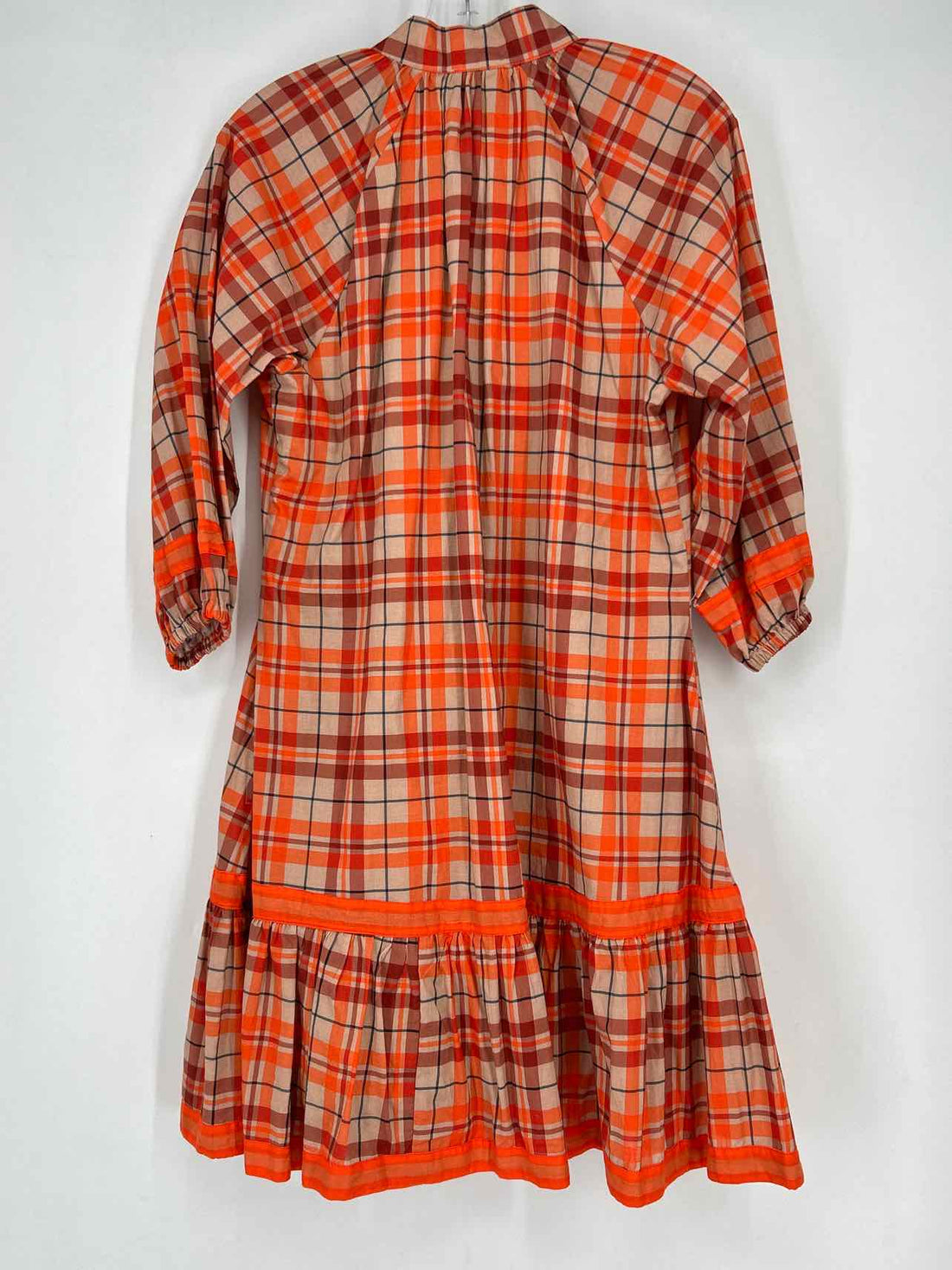 Isla Payal M Tan & Orange Plaid New Boutique Dress