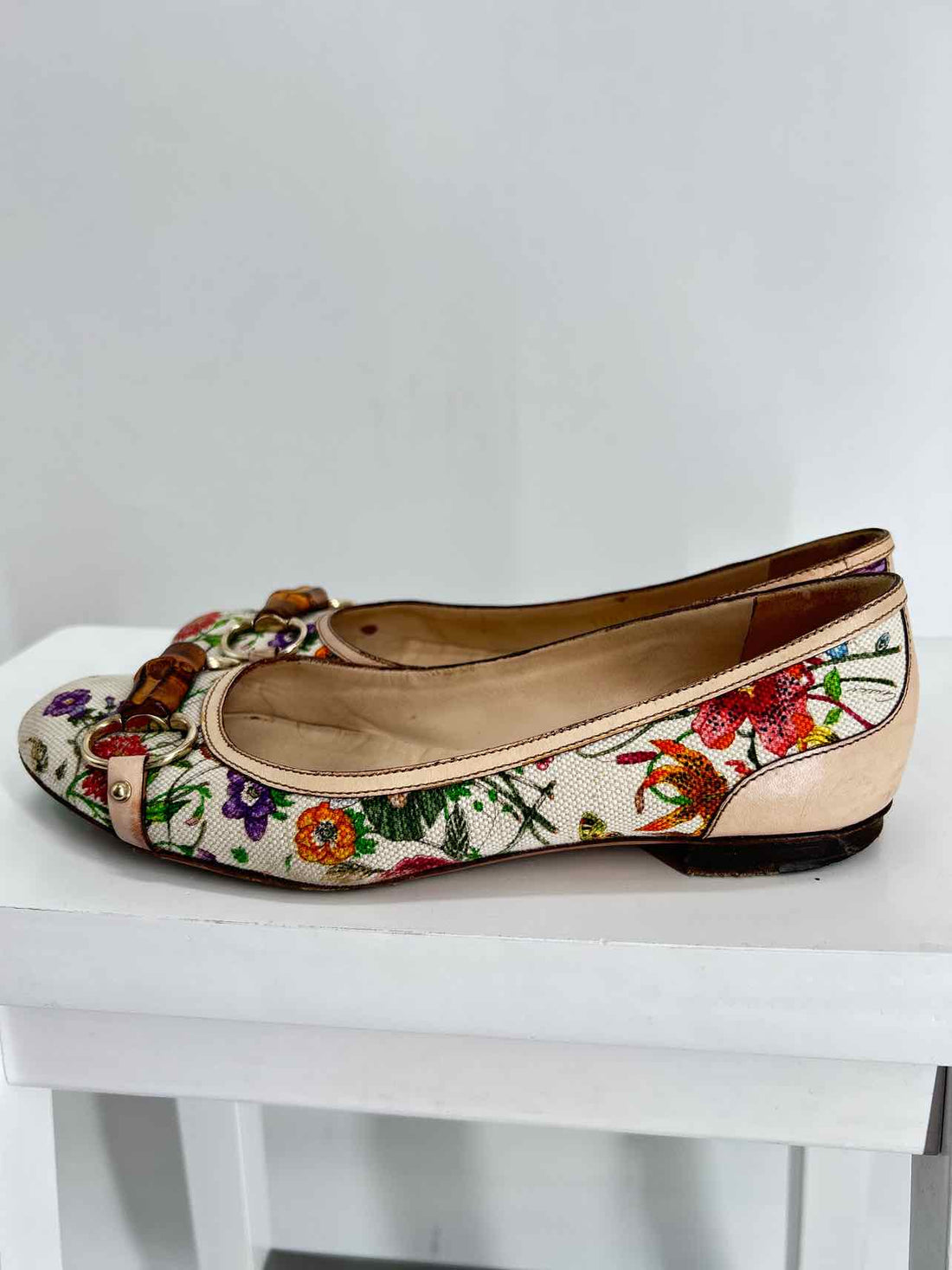 Gucci Women Size 8B Flora Horsebit Ballet Flat As Is LUXURY