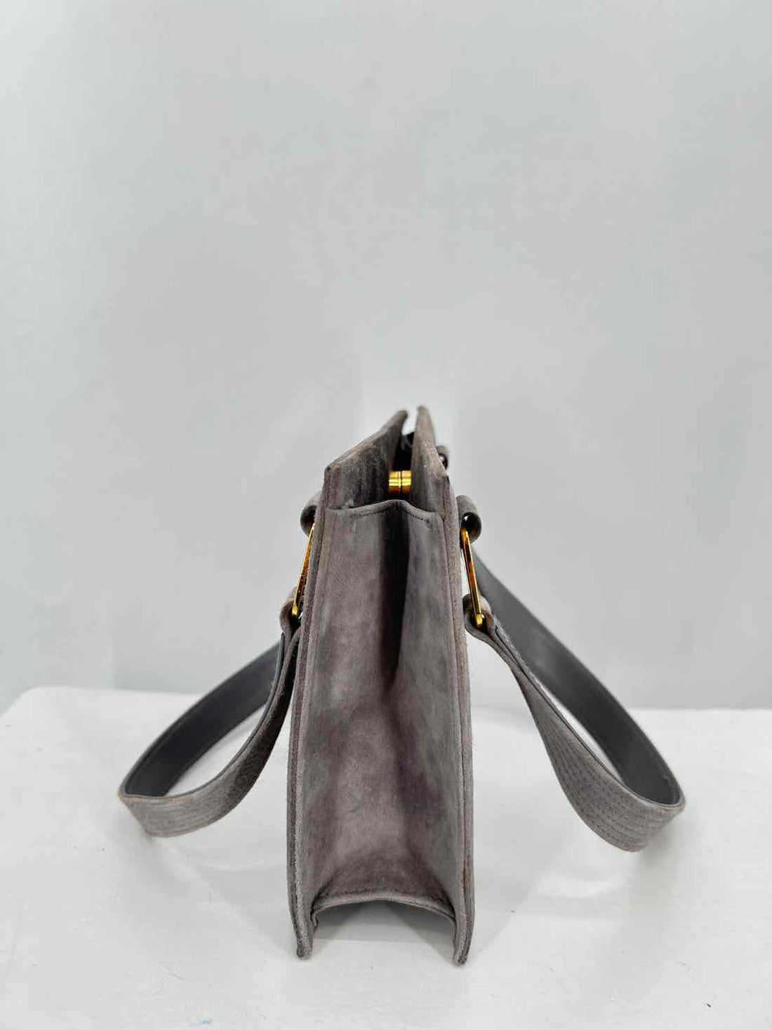 Salvatore Ferragamo Gray Suede Satchel