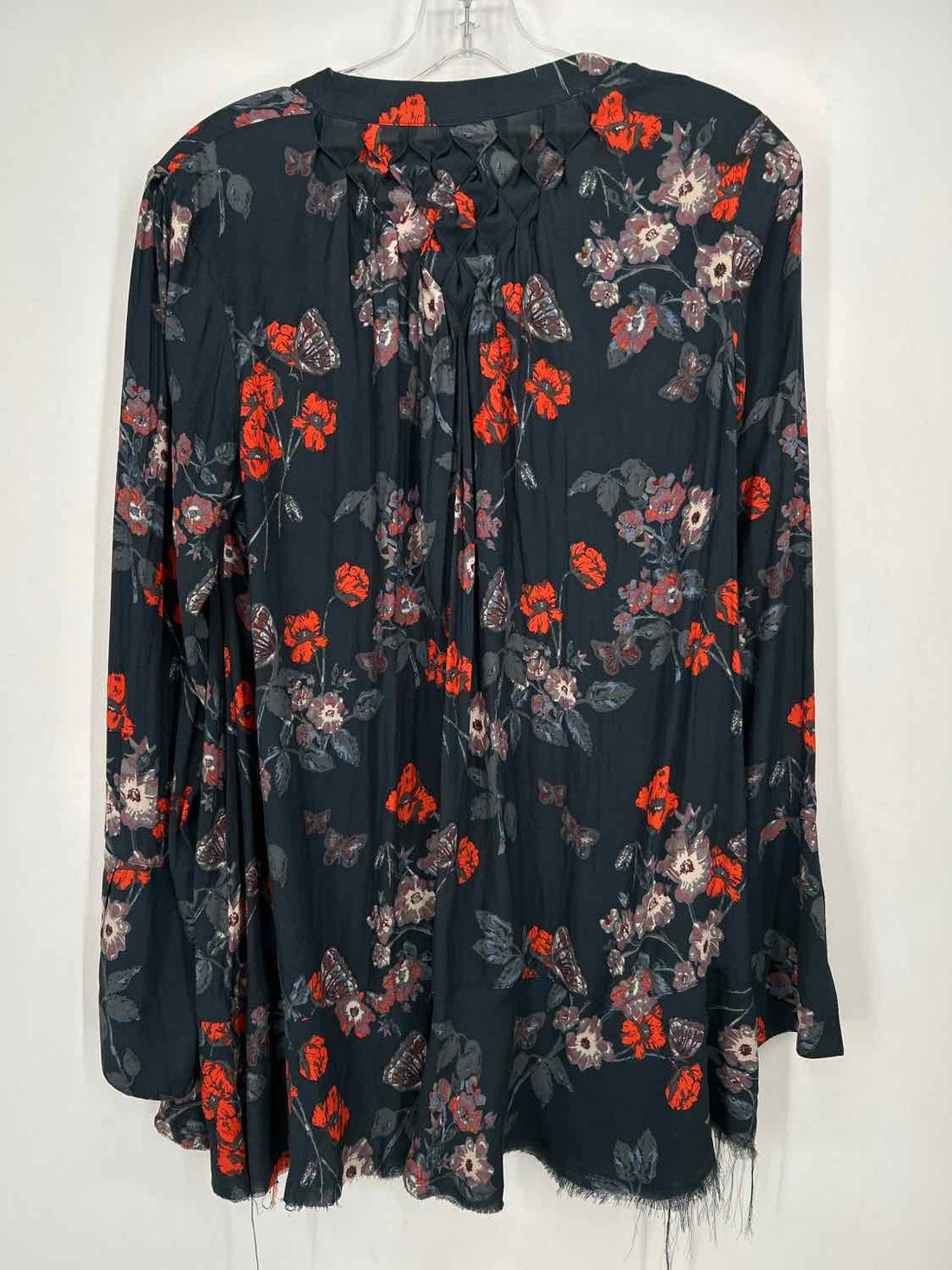 Free People Size S Navy Floral Long Sleeve