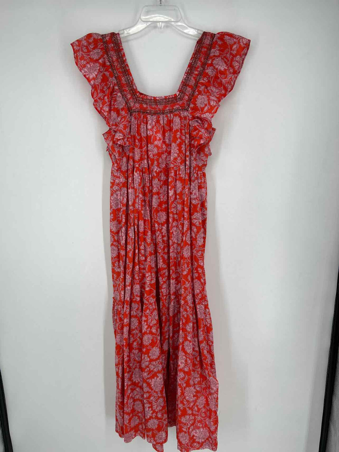 Free People Size S Dark Orange & Light Pink Short Sleeve Dress