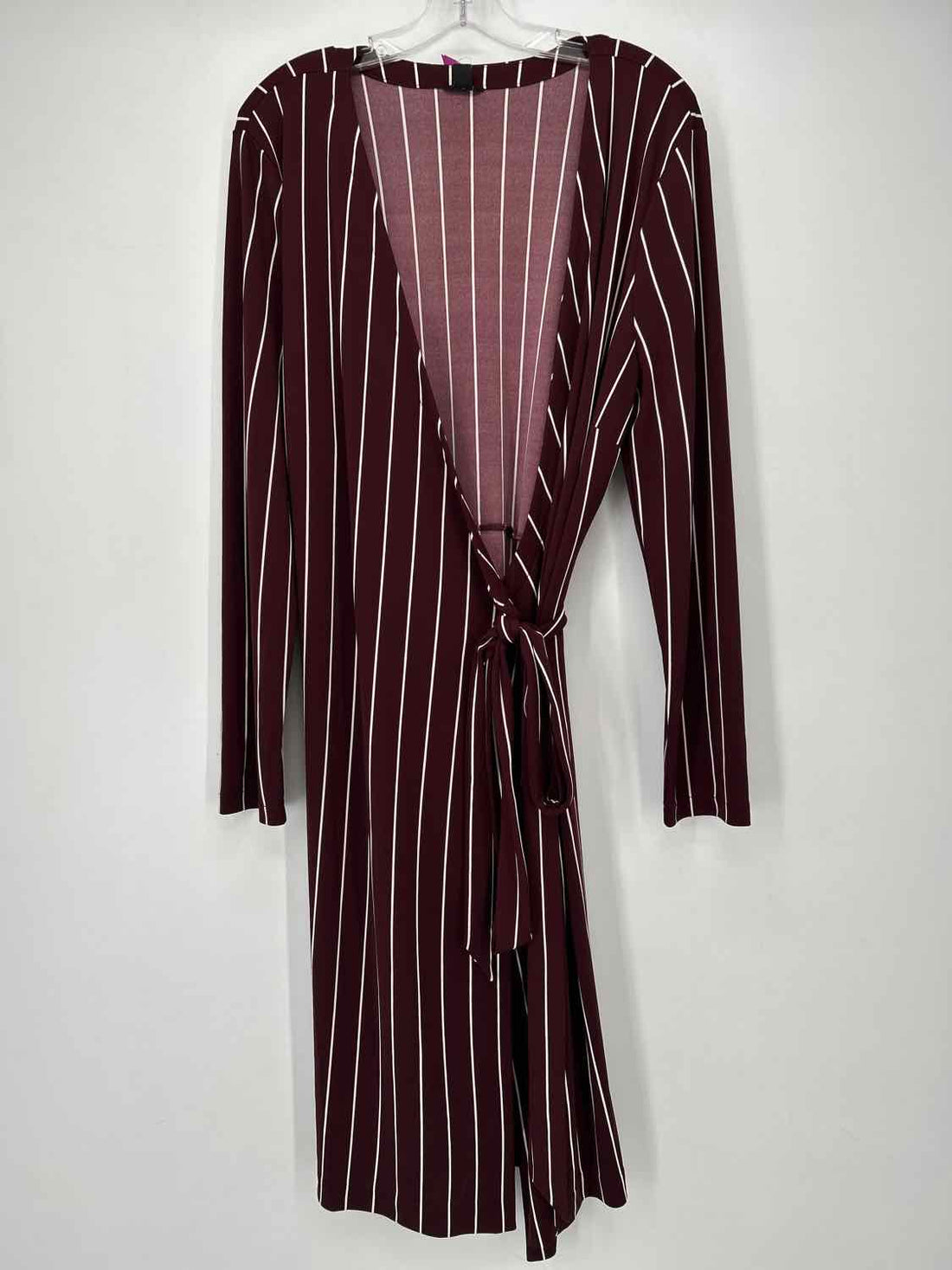Ann Taylor Size 18 Burgandy Striped Wrap Dress