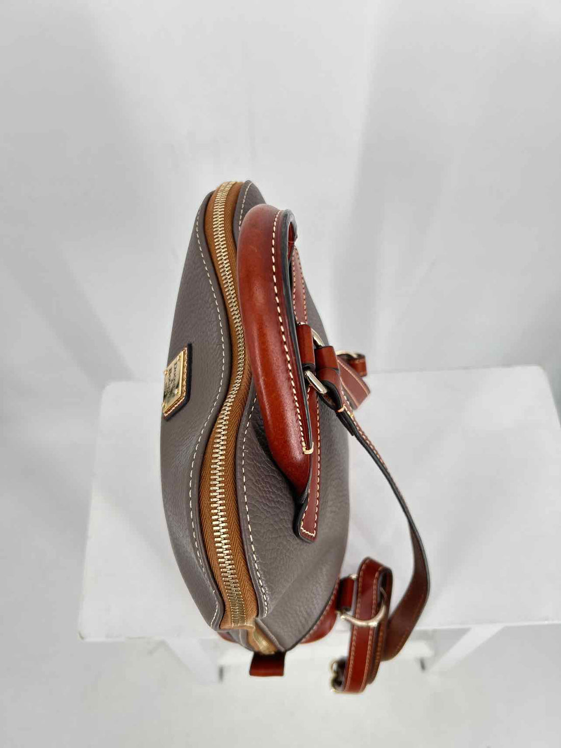 Dooney & Bourke Gray & Brown Pebbled Leather Pre Owned Backpack