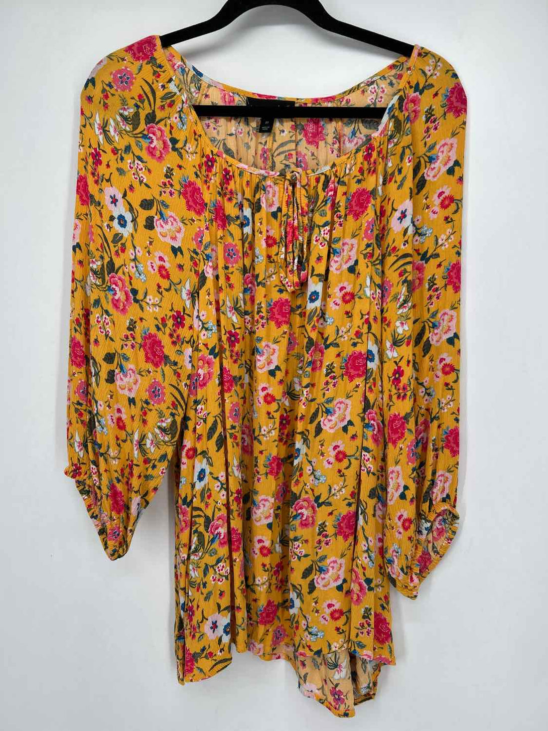 Lane Bryant Size 22 Yellow Floral LS Top/Blouse