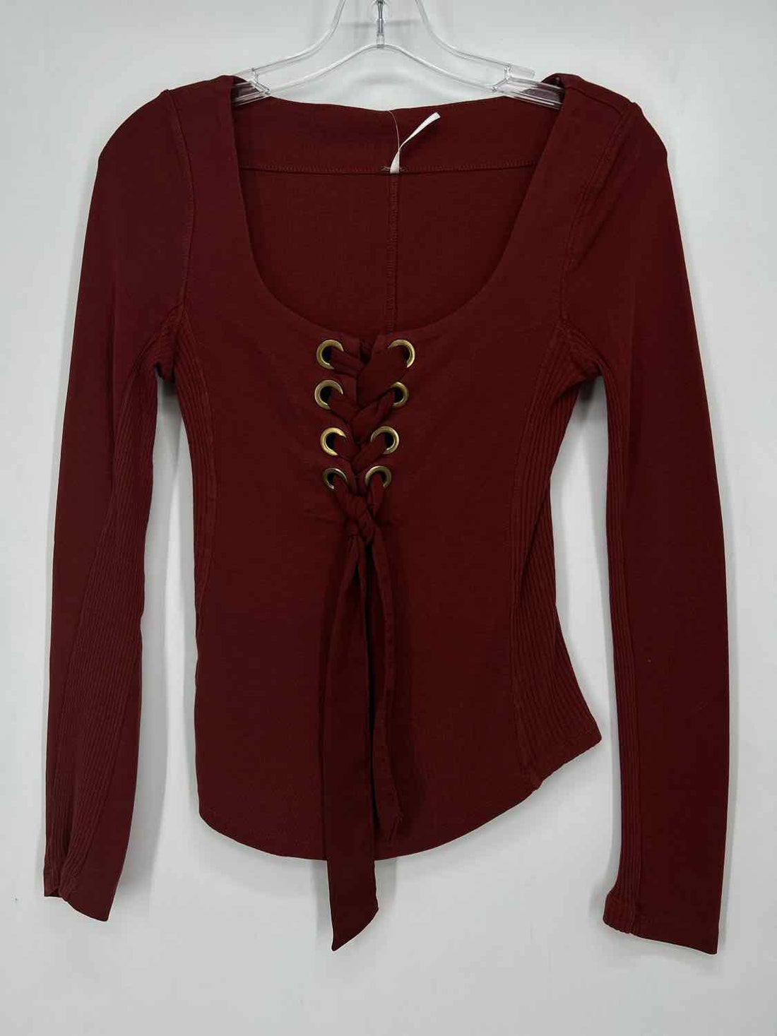 Free People Size XS Maroon Long Sleeve