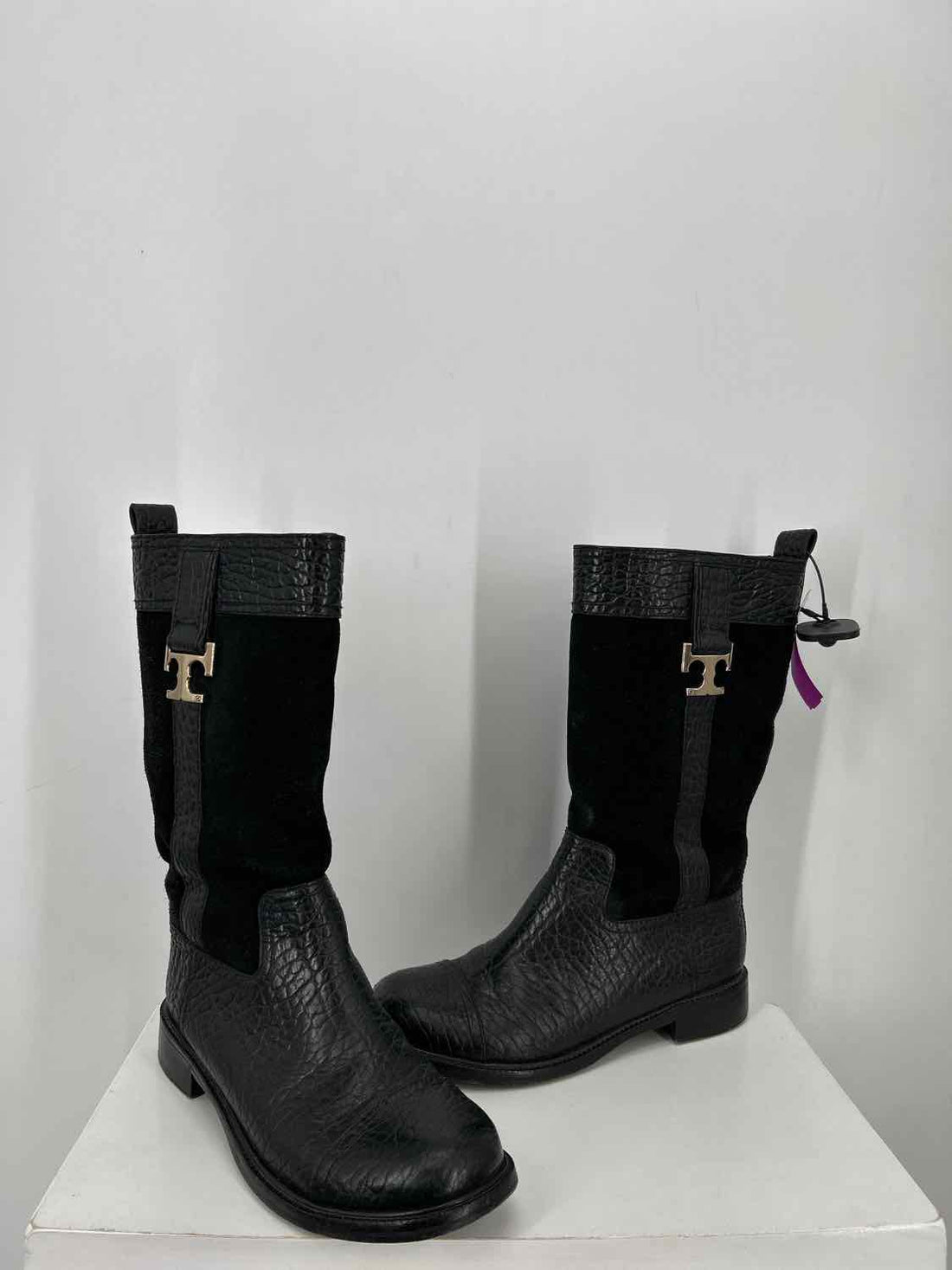 Tory Burch Women Size 8.5 Black Leather Mid Calf Boot