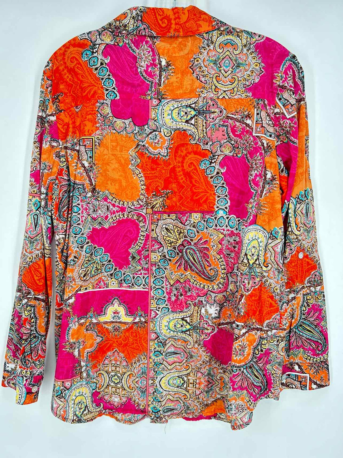 Chicos Size 1/M Orange Print Long Sleeve