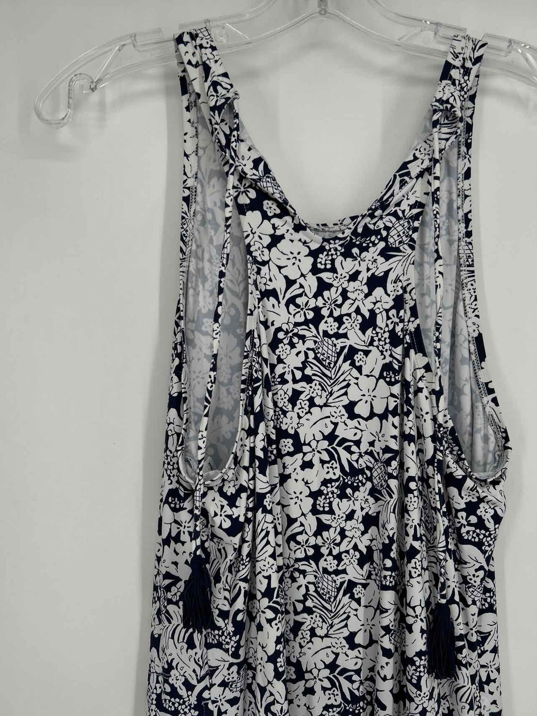 Tommy Bahama Size L White & Navy Print Dress