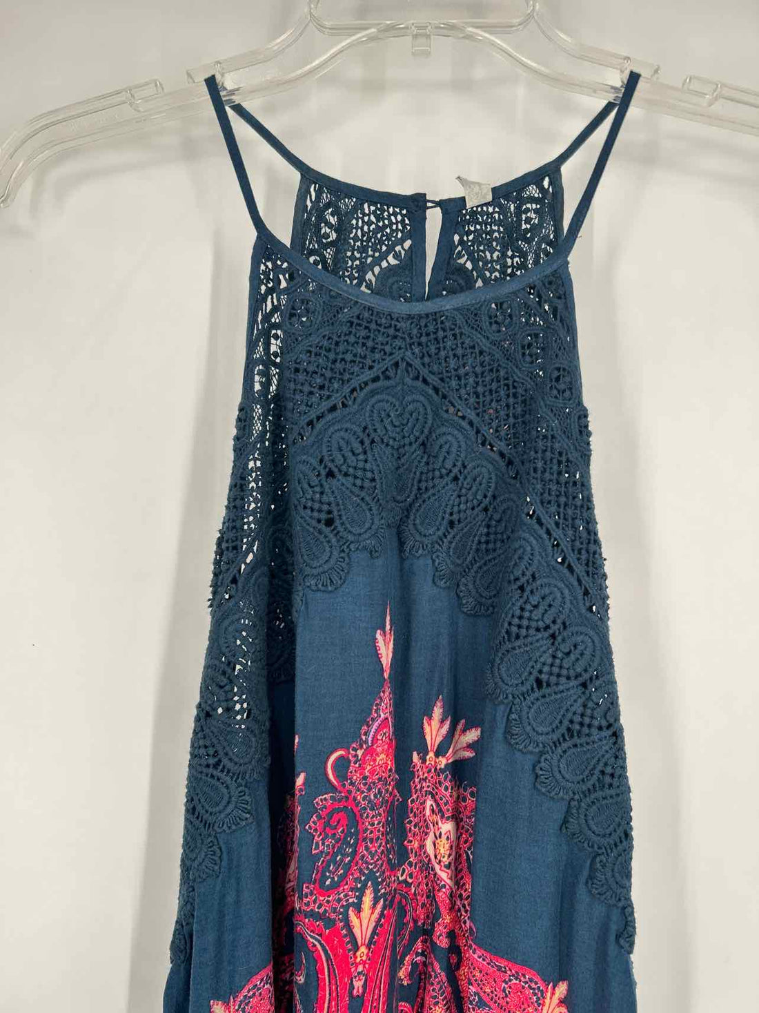 Free People Size M Navy & Pink Print Sleeveless Dress