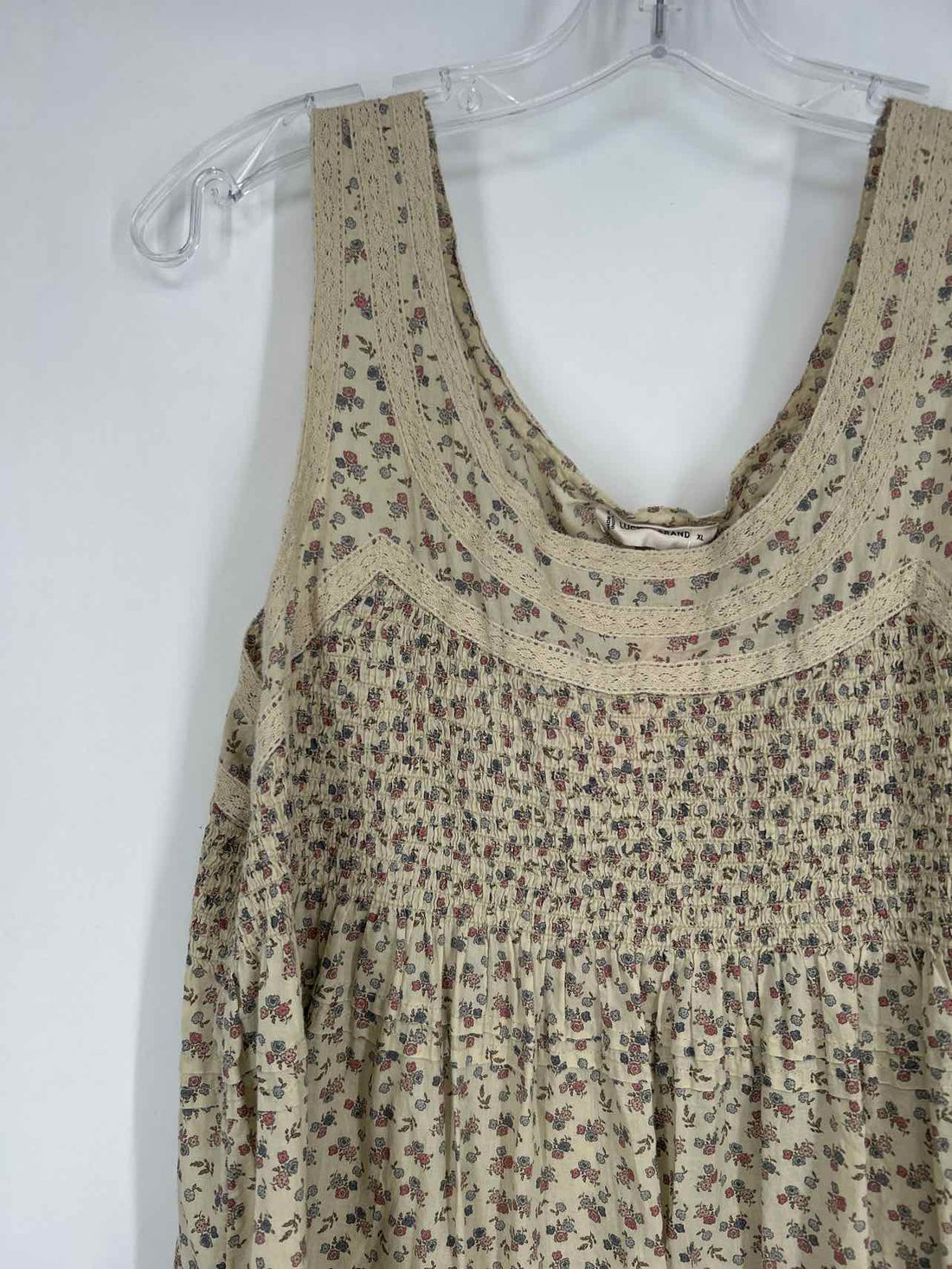 Lucky Brand Size XL Tan Floral Dress