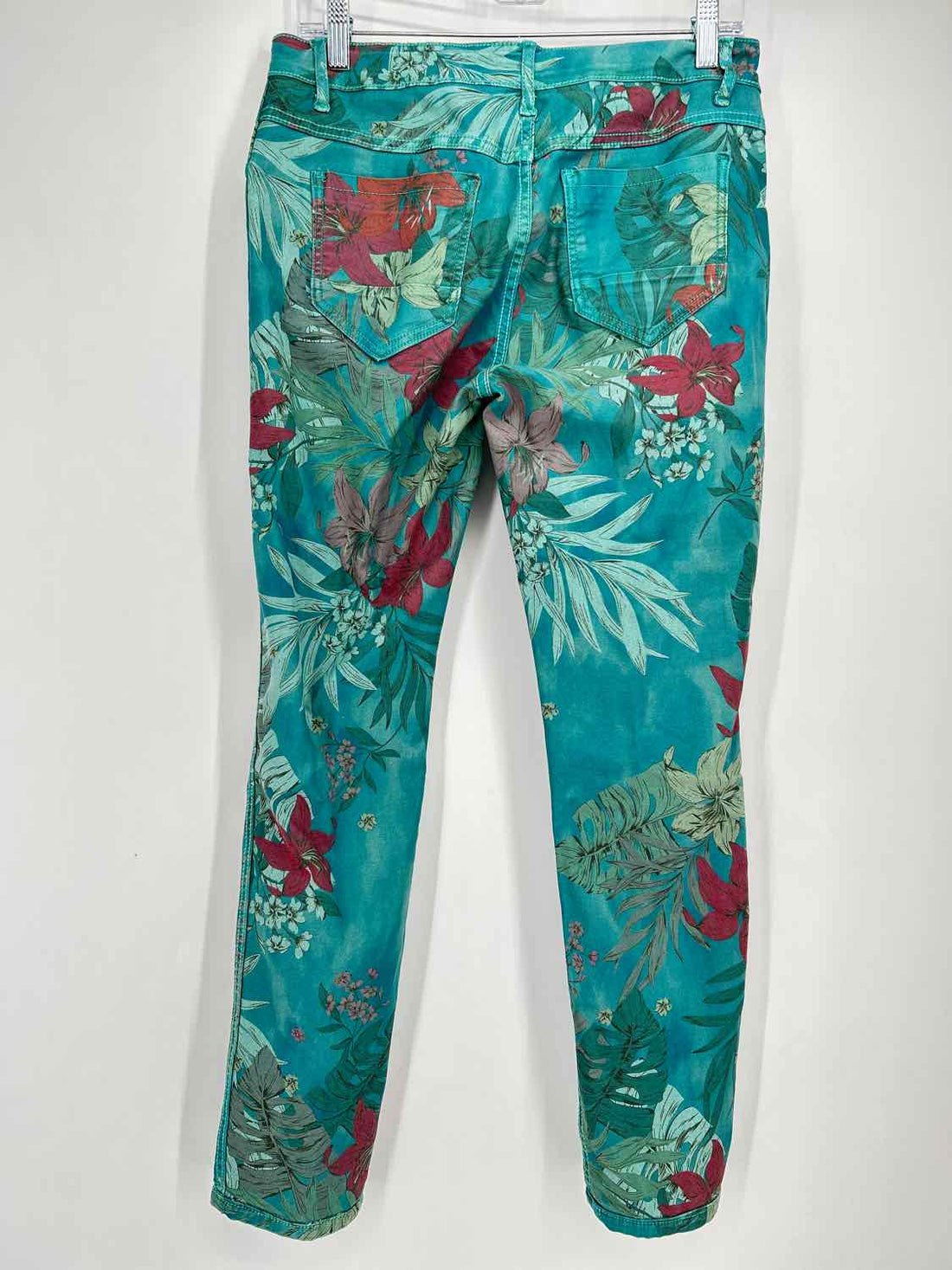 Tempo Paris reversible Size S Teal Floral Pants