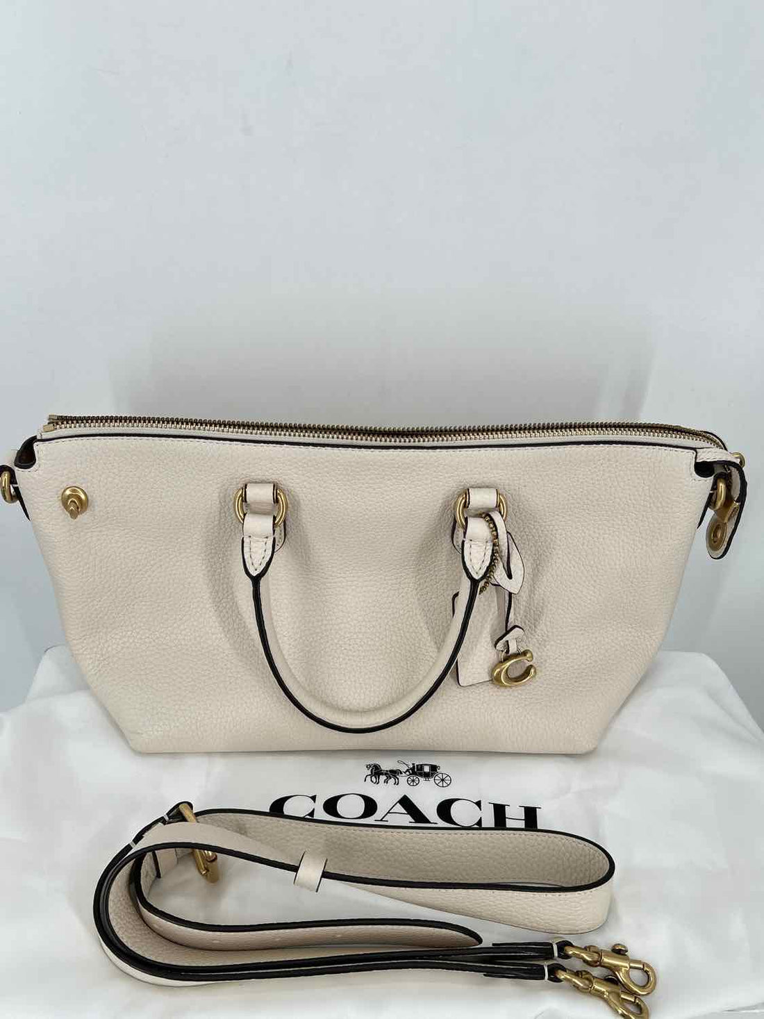 Coach Ivory Pebbled Leather Excellent Condition Satchel