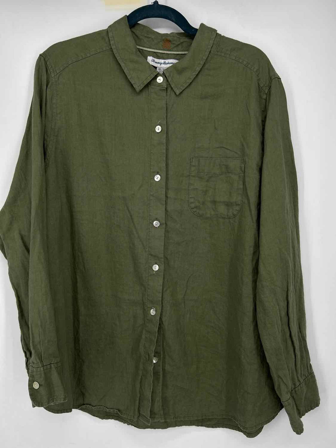 Tommy Bahama Size XL Green Linen 100% Long Sleeve