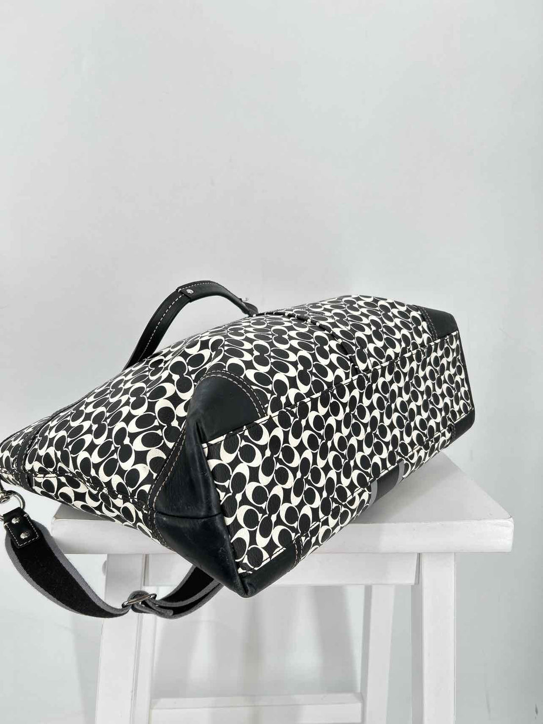 Coach Black & White Signature Leather As Is Tote