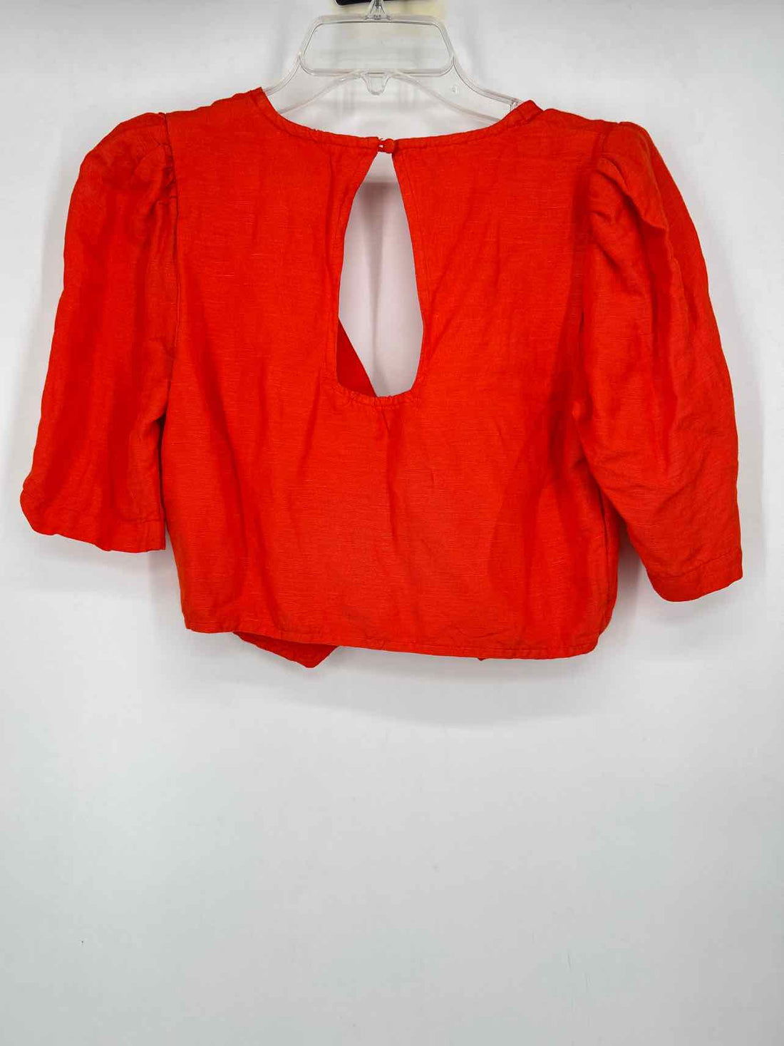 Maeve Size 4 Dark Orange Linen/Viscose Short Sleeve
