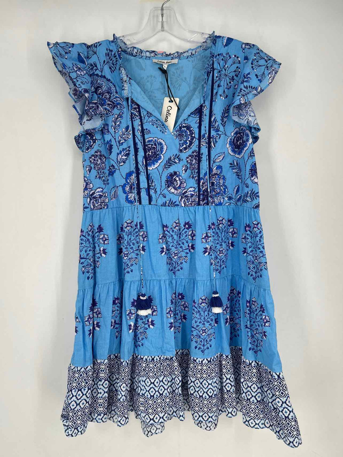 Celina Moon Size L Blue Floral NWT Dress
