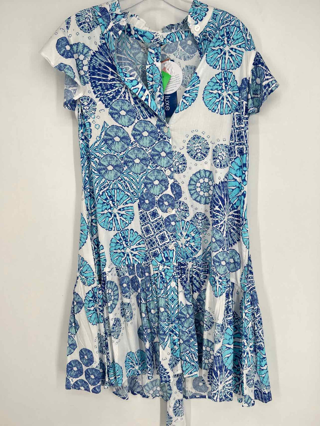La Mer Luxe Size S White & Blue Print NWT Dress