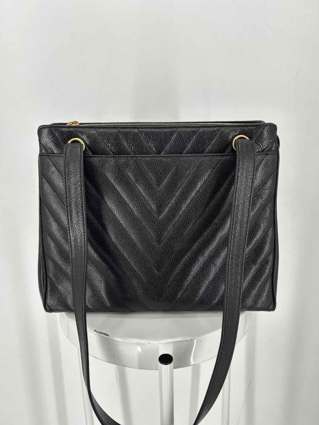 Chanel Cocoball V-Stitch Matelasse Black Caviar Leather Tote Bag