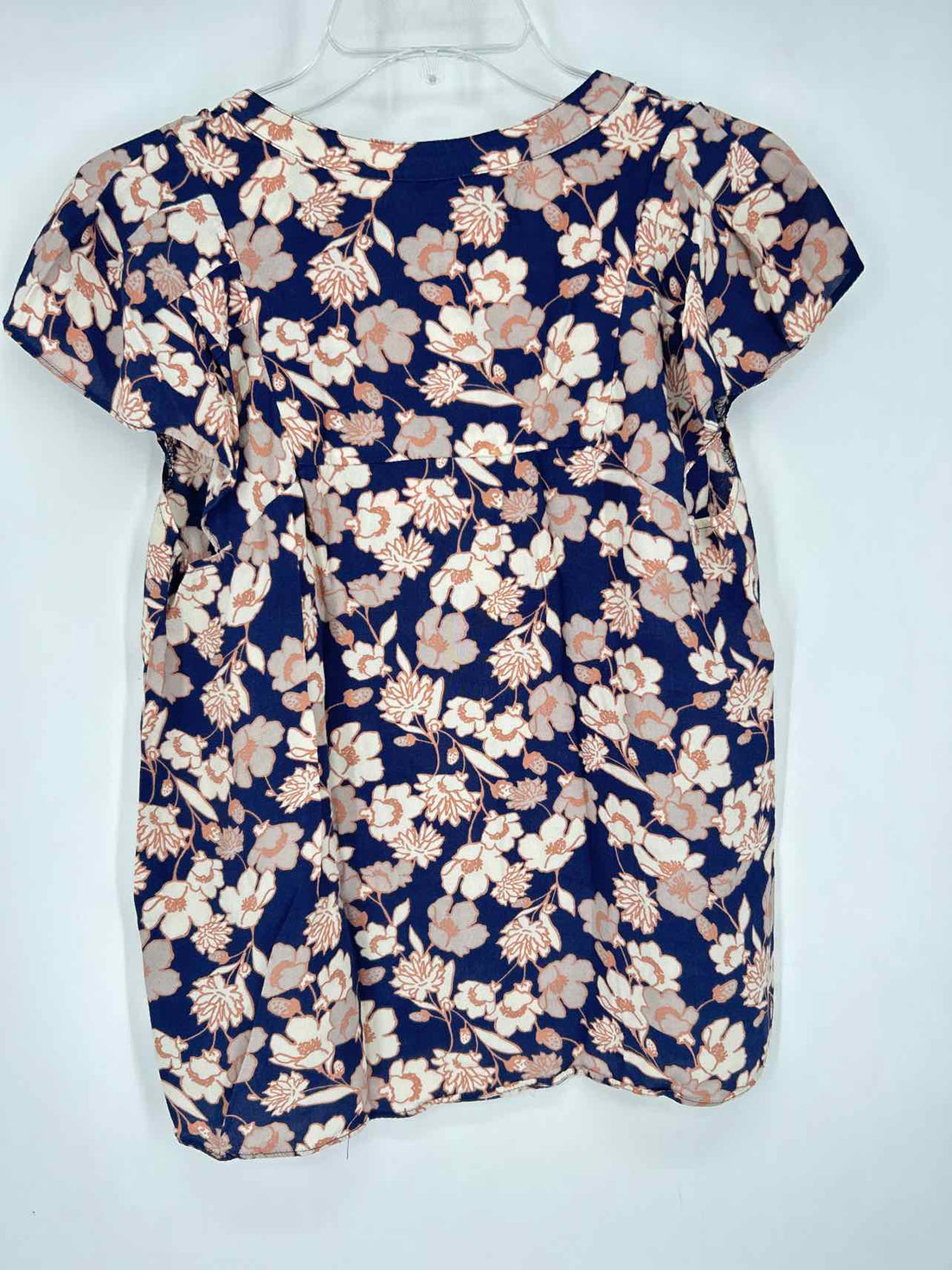 Sanctuary Size S Dark Blue & Cream Floral Short Sleeve