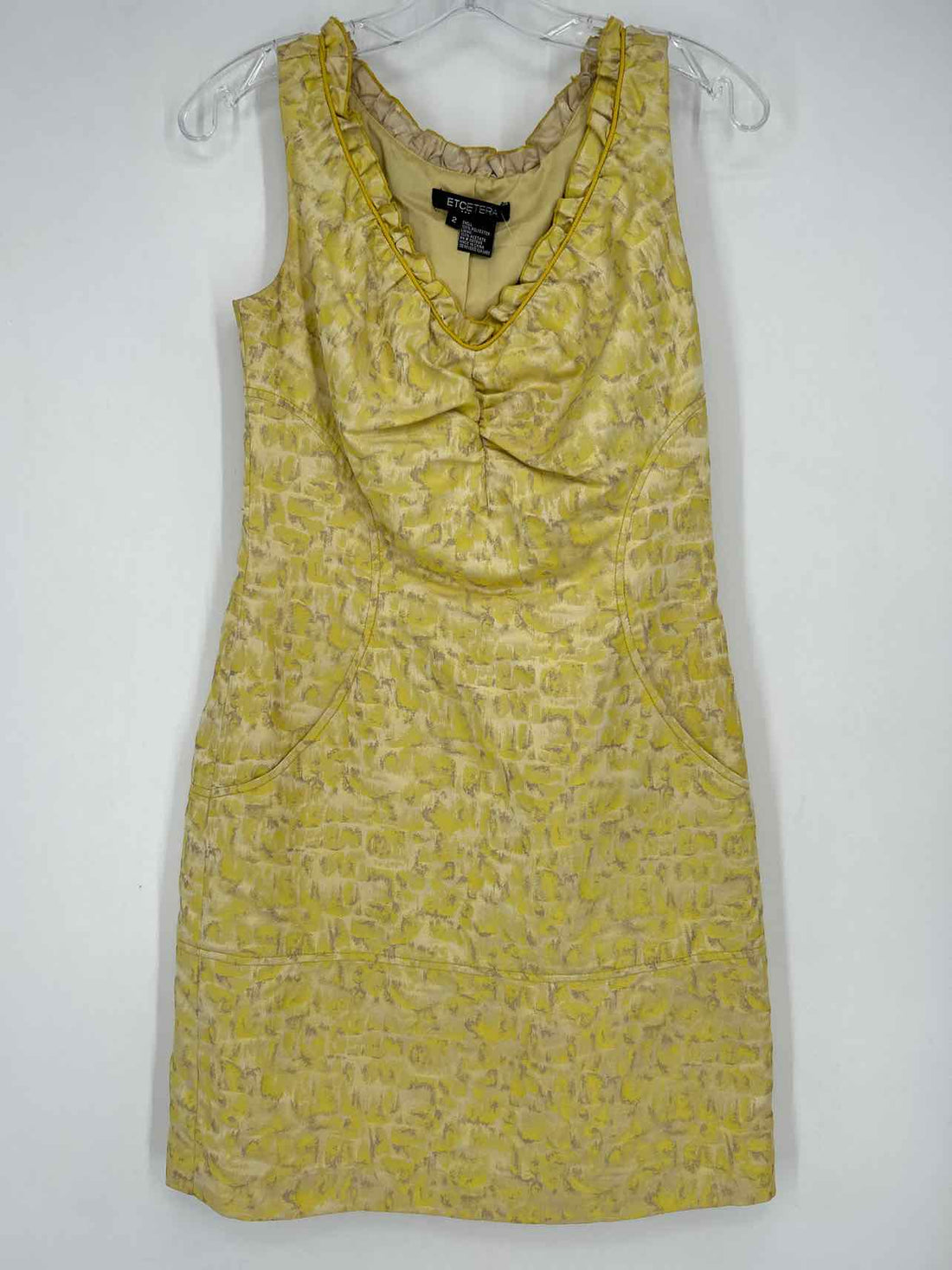 Etcetera Size 2 Yellow Print Sleeveless Dress
