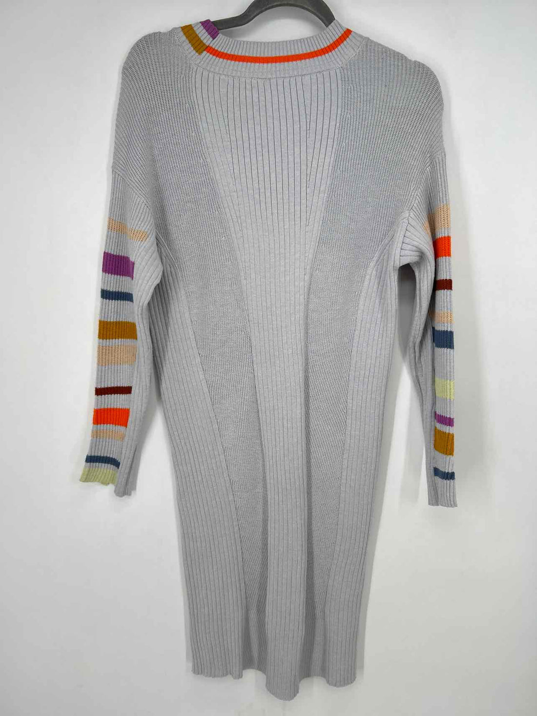 Daily Practice Size XS Light Gray Striped Knit Long Sleeve Dress