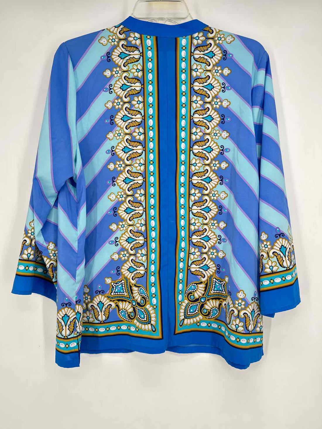Bob Mackie Size L Blue Stripe Long Sleeve