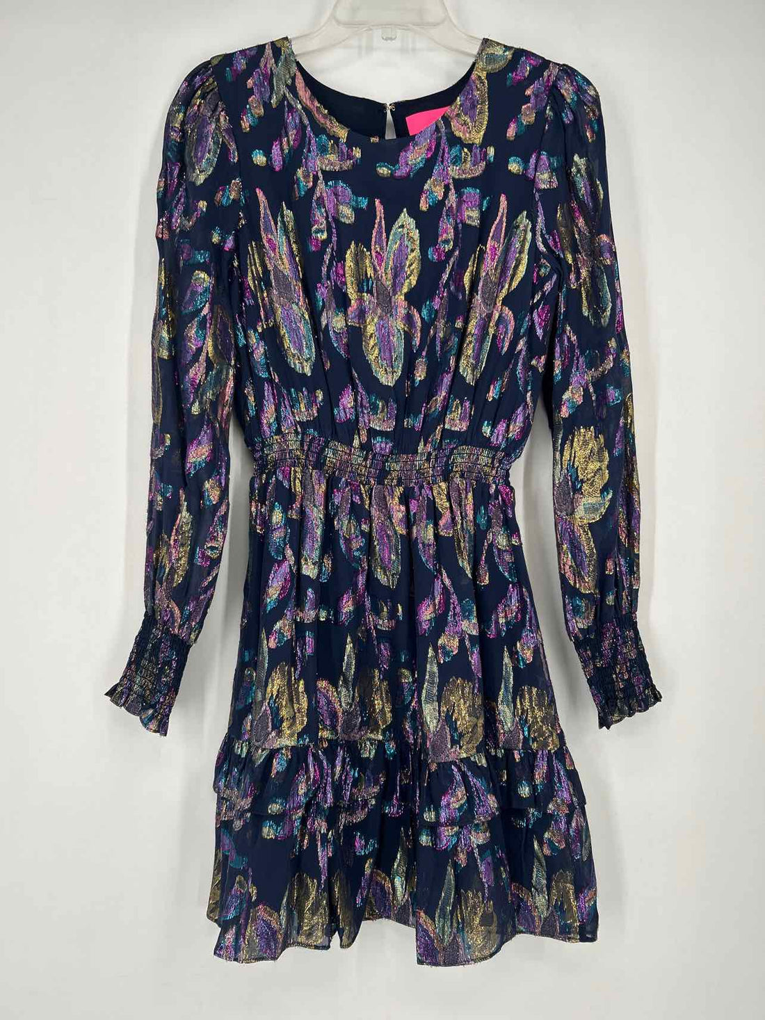 Lilly Pulitzer 6 Navy Print Metallic Long Sleeve Lilly Pulitzer Dress