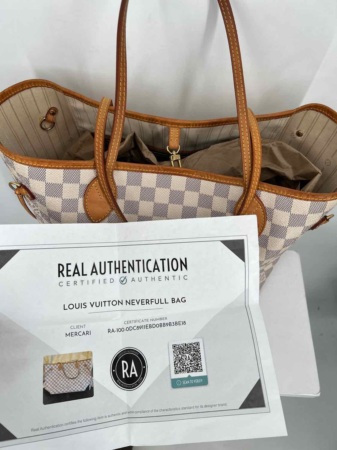 Louis Vuitton Neverfull MM Azur Damier Coated Canvas Tote