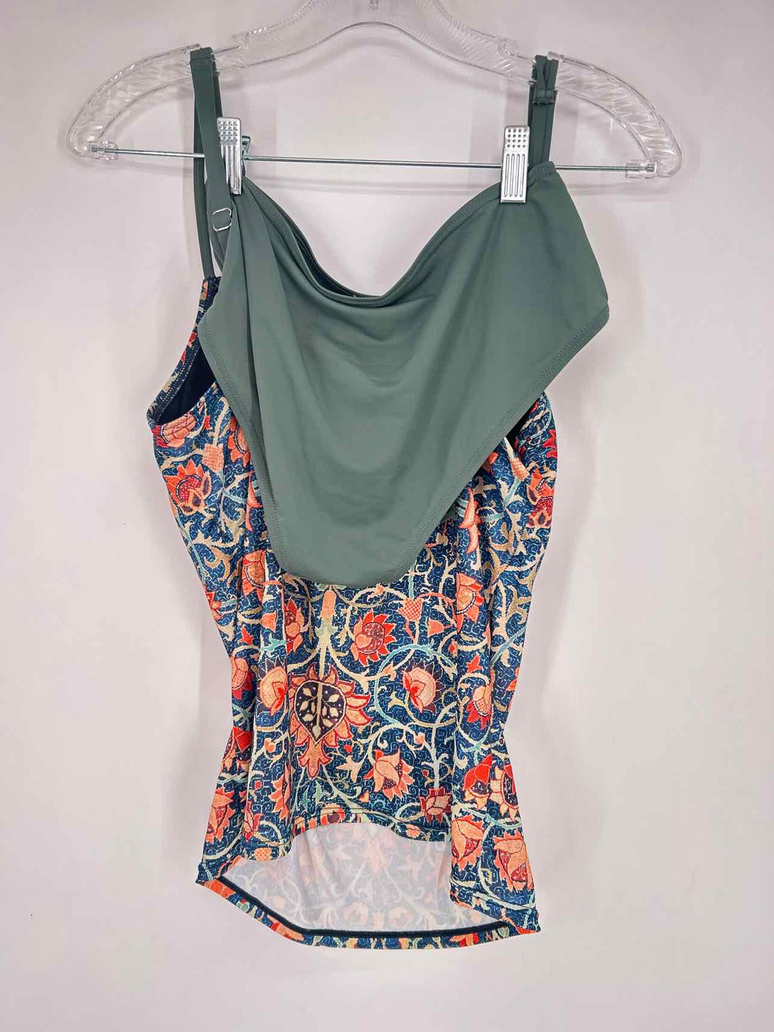Made With Love Size M Blue & Green Floral Swimsuit 2 Piece