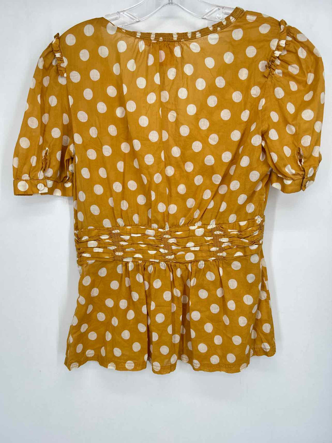 Tory Burch Size 8 Mustard Polkadot Short Sleeve